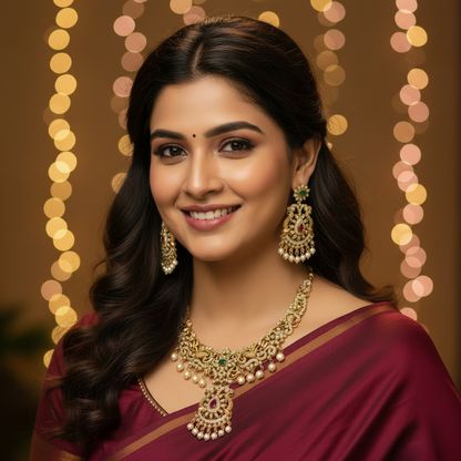 GOLDEN TREEYA TEMPLE JEWELLERY SET