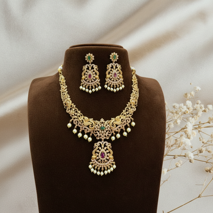 GOLDEN TREEYA TEMPLE JEWELLERY SET