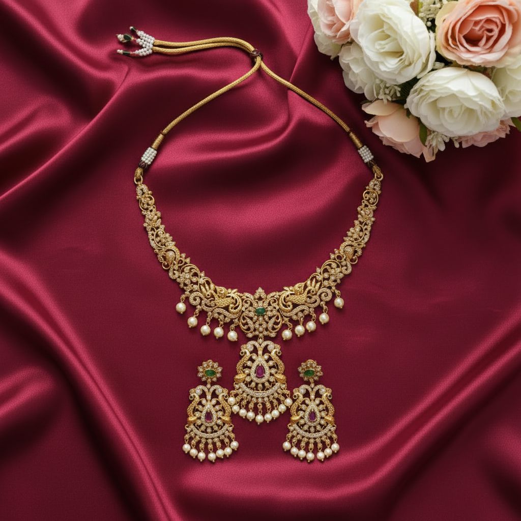 GOLDEN TREEYA TEMPLE JEWELLERY SET