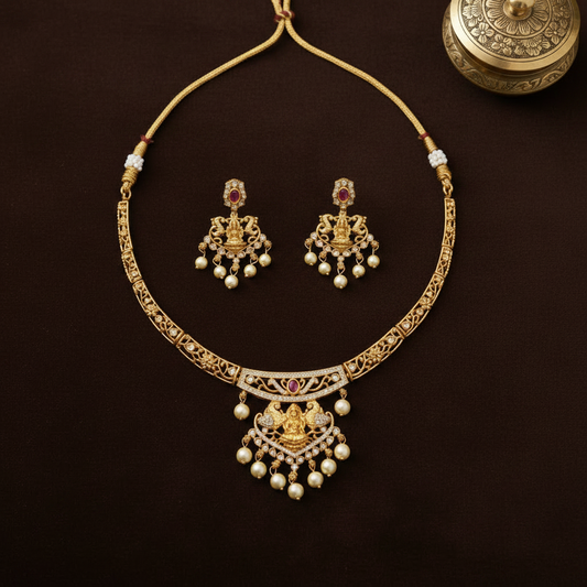 GOLDEN NEERTHI TEMPLE JEWELLERY SET