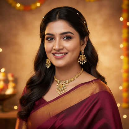 GOLDEN NEERTHI TEMPLE JEWELLERY SET