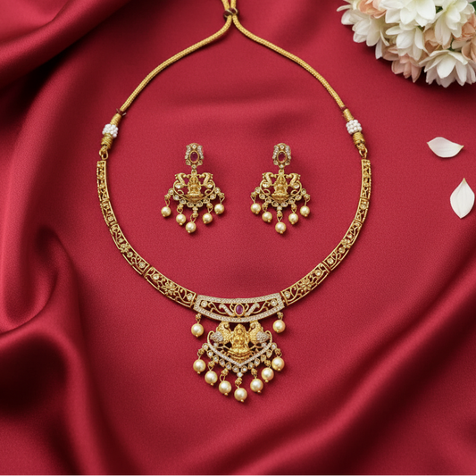 GOLDEN NEERTHI TEMPLE JEWELLERY SET