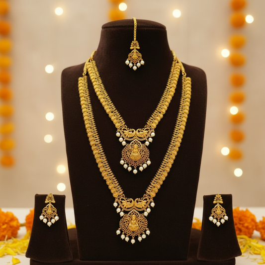 GOLDEN URAYA TEMPLE JEWELLERY SET COMBO