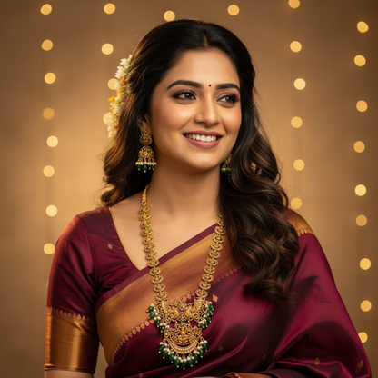 EMERALD VARUHI TEMPLE JEWELLERY SET
