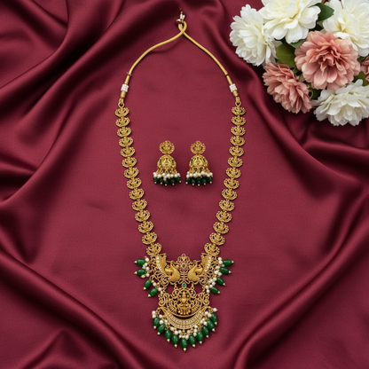 EMERALD VARUHI TEMPLE JEWELLERY SET