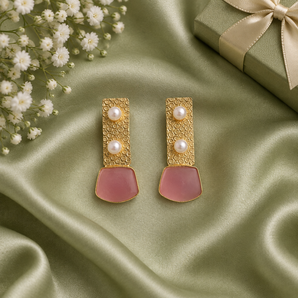 PINK KRIYA STUD EARRINGS