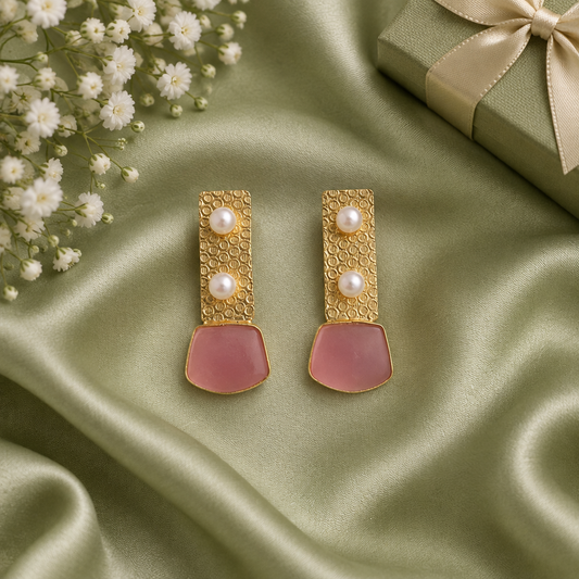 PINK KRIYA STUD EARRINGS