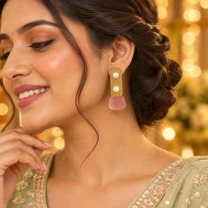 PINK KRIYA STUD EARRINGS
