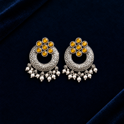 MUSTARD CHANDNI SILVER PLATED EARRINGS