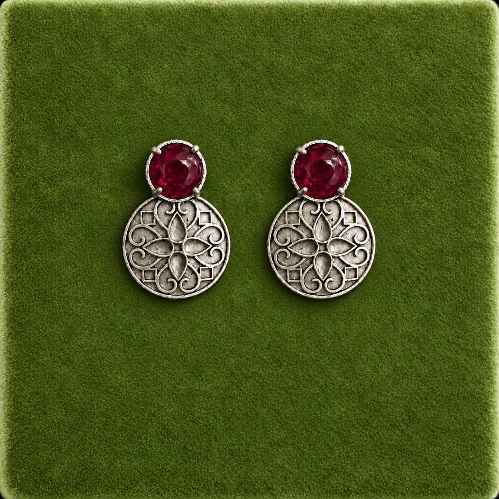 RUBY PRILAYA SILVER PLATED EARRINGS