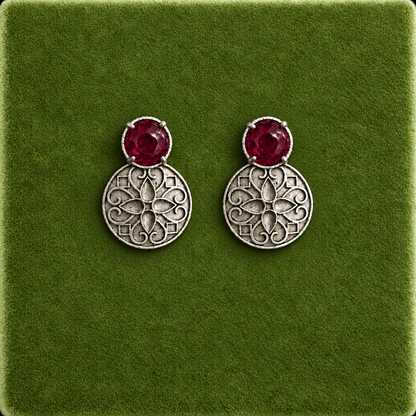 RUBY PRILAYA SILVER PLATED EARRINGS
