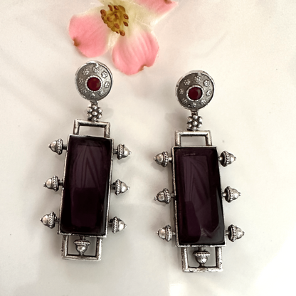 Purple Silver Plated Earrings