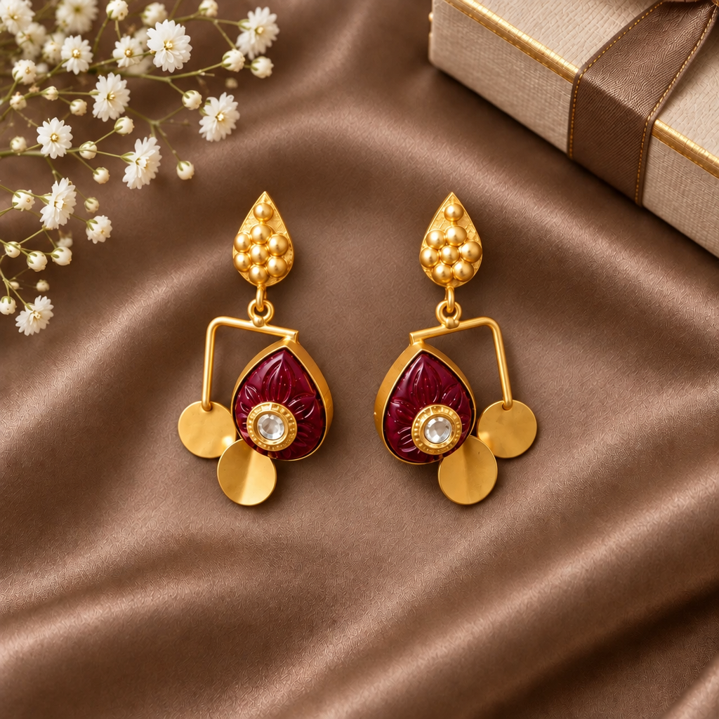 RUBY DROP DANGLER EARRINGS