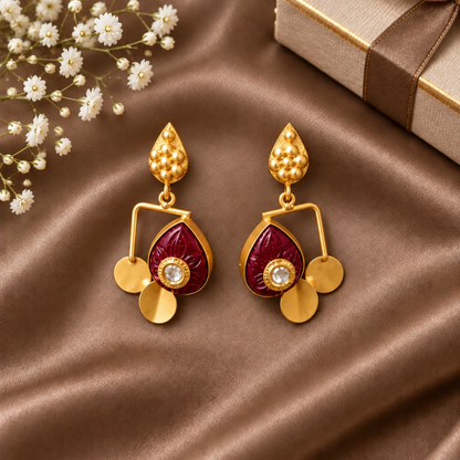 RUBY DROP DANGLER EARRINGS
