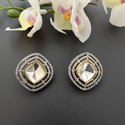 ORIGINAL SILVER POLKI STATEMENT EARRINGS