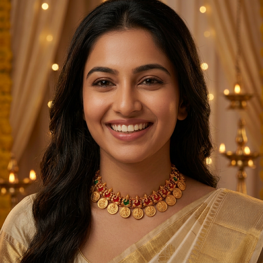 MULTICOLOR SAMAIRA TEMPLE JEWELLERY SET