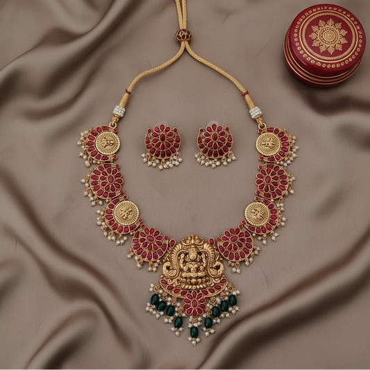 RUBY DEEKSHA TEMPLE JEWELLERY SET