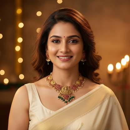 RUBY DEEKSHA TEMPLE JEWELLERY SET