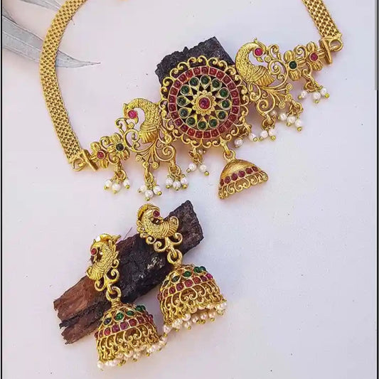 MULTICOLOR MOURNI TEMPLE JEWELLERY SET
