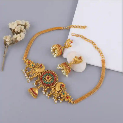 MULTICOLOR MOURNI TEMPLE JEWELLERY SET