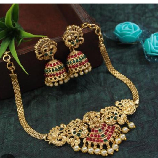 MULTICOLOR RAJI TEMPLE JEWELLERY SET