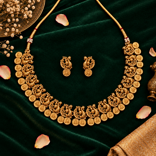 GOLDEN AKALYA TEMPLE JEWELLERY SET