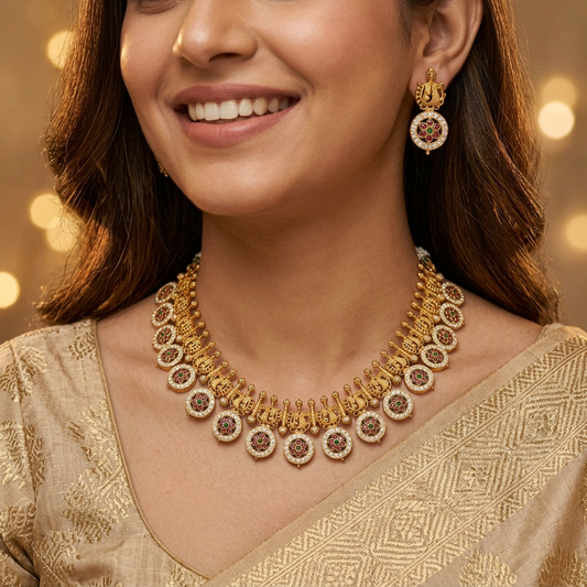 GOLDEN UMAYAAL TEMPLE JEWELLERY SET
