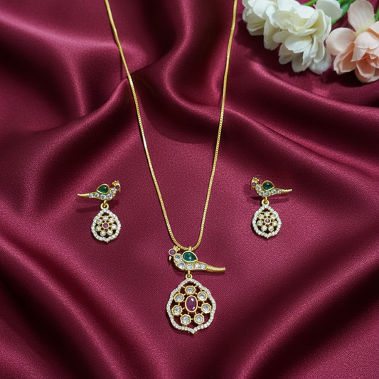 PEACOCK TEMPLE PENDANT CHAIN SET