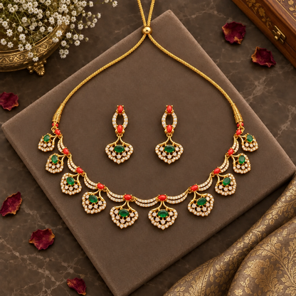 CORAL DIAMOND LALIMA ZIRCONIA JEWELLERY SET