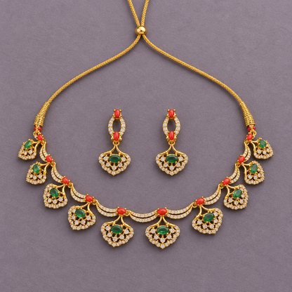 CORAL DIAMOND LALIMA ZIRCONIA JEWELLERY SET