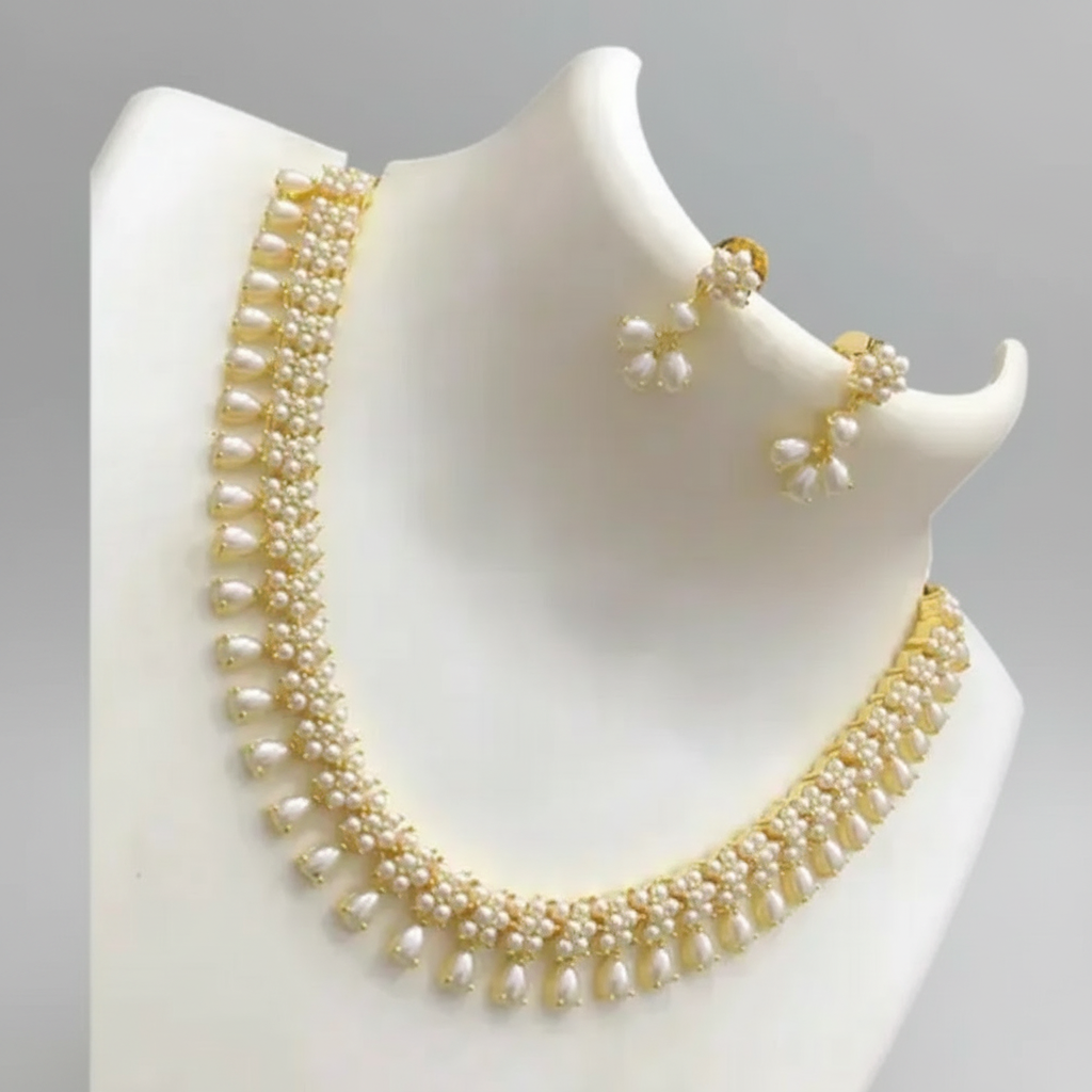 FRESH WATER PEARL FLOWER JEWELLERY SET