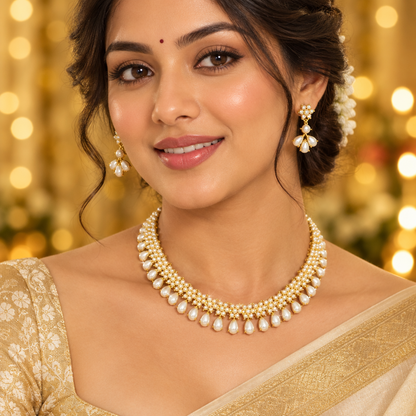 FRESH WATER PEARL FLOWER JEWELLERY SET