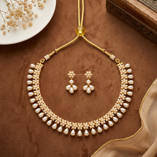 FRESH WATER PEARL FLOWER JEWELLERY SET