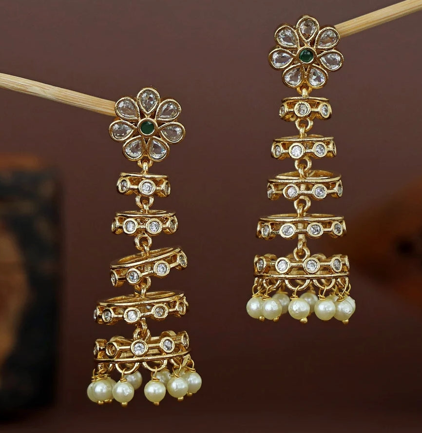 EMERALD ARORA ZIRCONIA JHUMKI EARRING