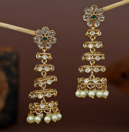 EMERALD ARORA ZIRCONIA JHUMKI EARRING