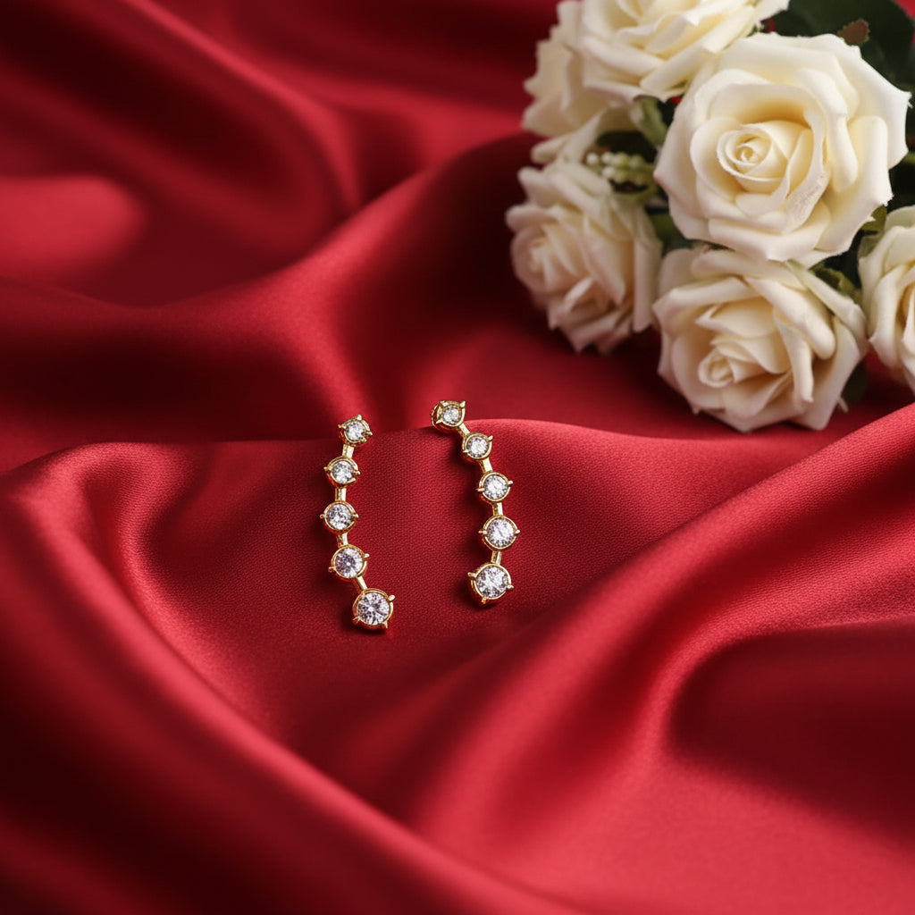 DIAMOND AIRA CLIMBER STUD EARRINGS