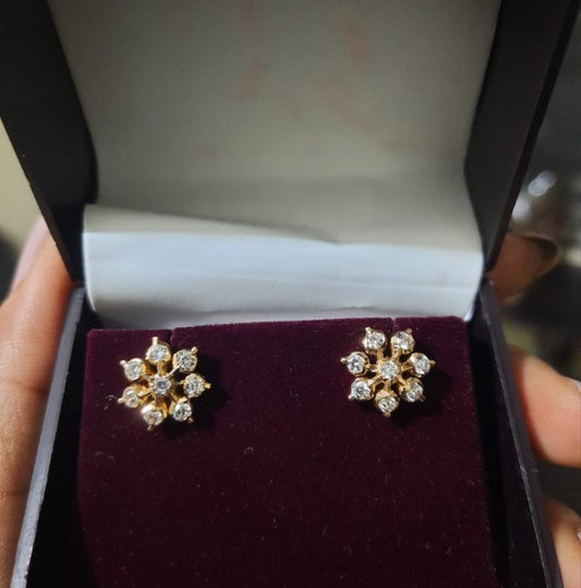 DIAMOND HIRA EIGHT STONE STUD EARRINGS
