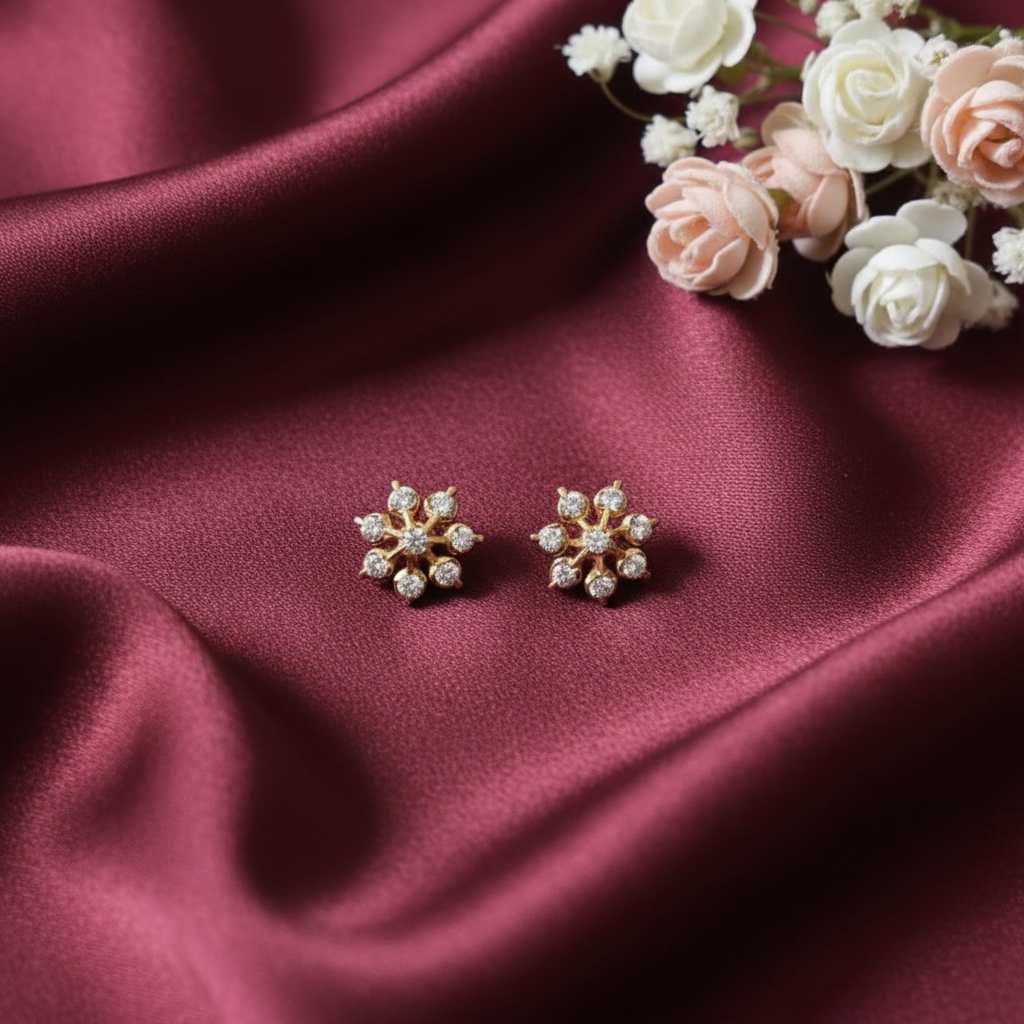 DIAMOND HIRA EIGHT STONE STUD EARRINGS