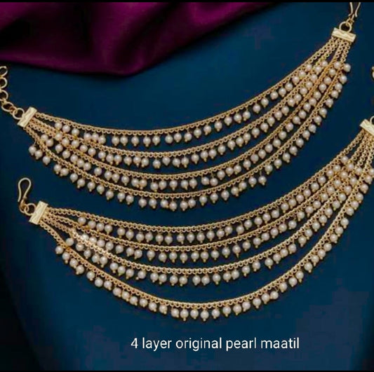 PREMIUM FOUR LAYER HANGING PEARL EAR CHAIN
