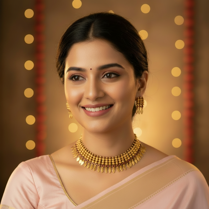GOLDEN NISHIKA ELAKKATHALI JEWELLERY SET