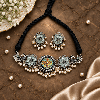 MINT GEEJA SILVER PLATED JEWELLERY SET