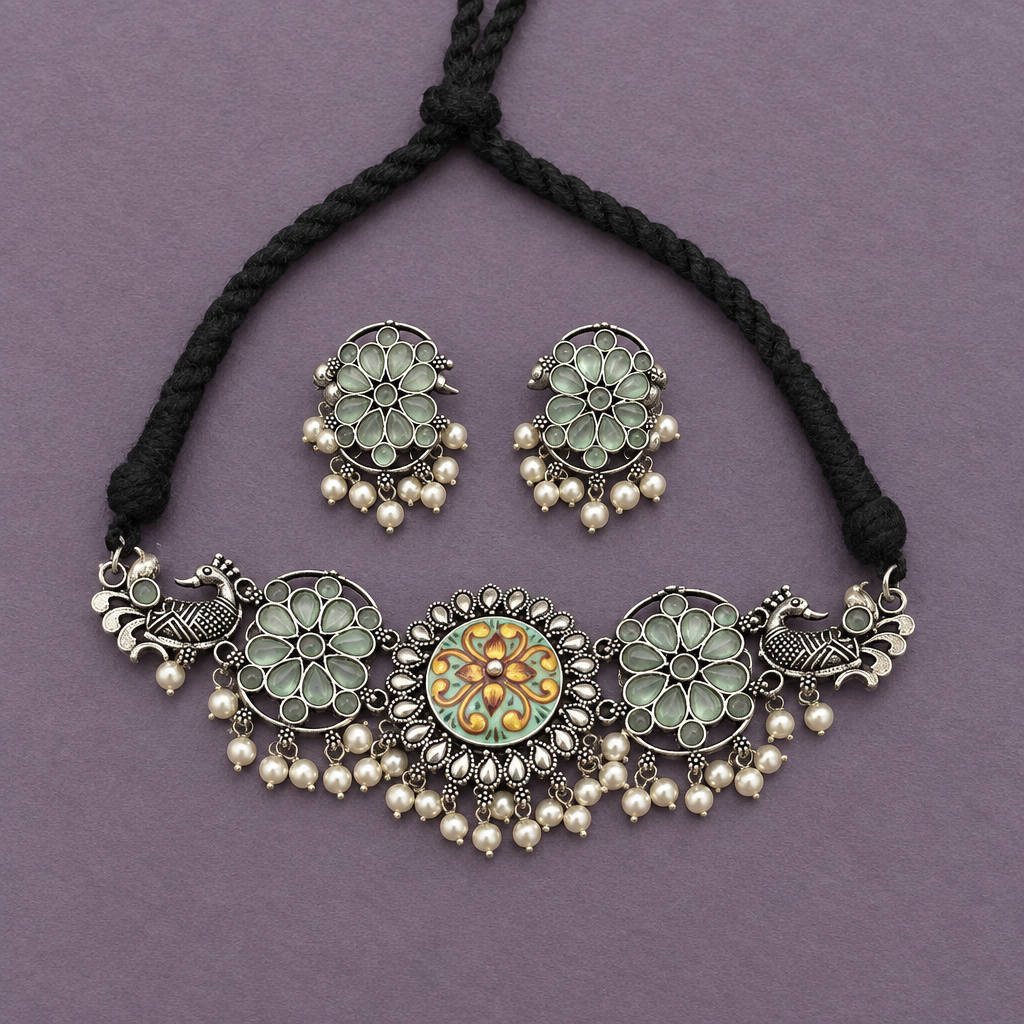 MINT GEEJA SILVER PLATED JEWELLERY SET