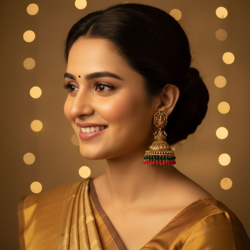 MULTICOLOR AMISHI TEMPLE JHUMKI EARRINGS