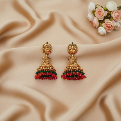 MULTICOLOR AMISHI TEMPLE JHUMKI EARRINGS