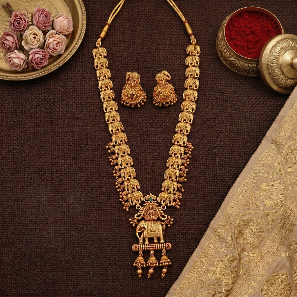 GOLDEN UDYATI TEMPLE JEWELLERY SET