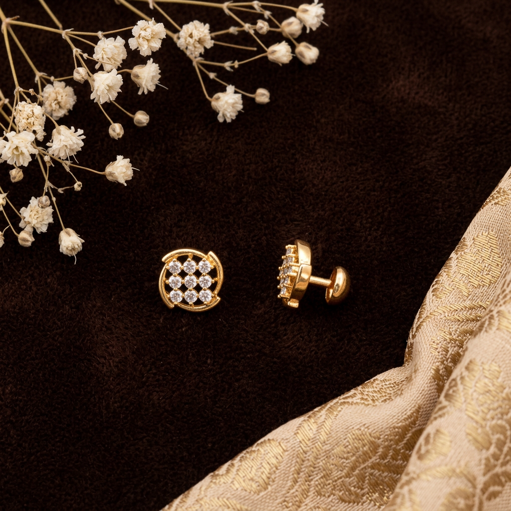 DIAMOND NITYA NINE STONE STUD EARRINGS