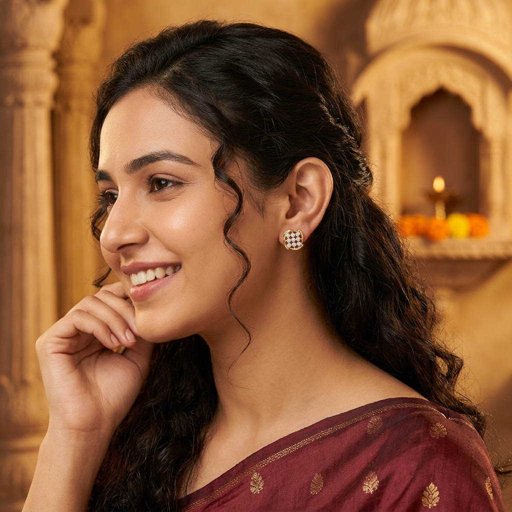 DIAMOND NITYA NINE STONE STUD EARRINGS