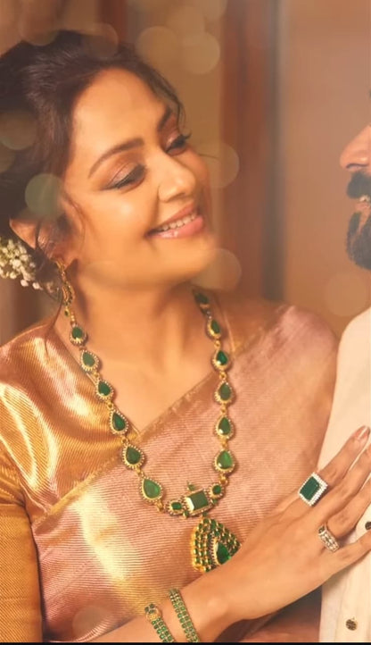 PREMIUM EMERALD JYOTHIKA LONG JEWELLERY SET