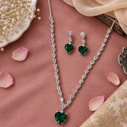 EMERALD ZEST AMERICAN DIAMOND JEWELLERY SET