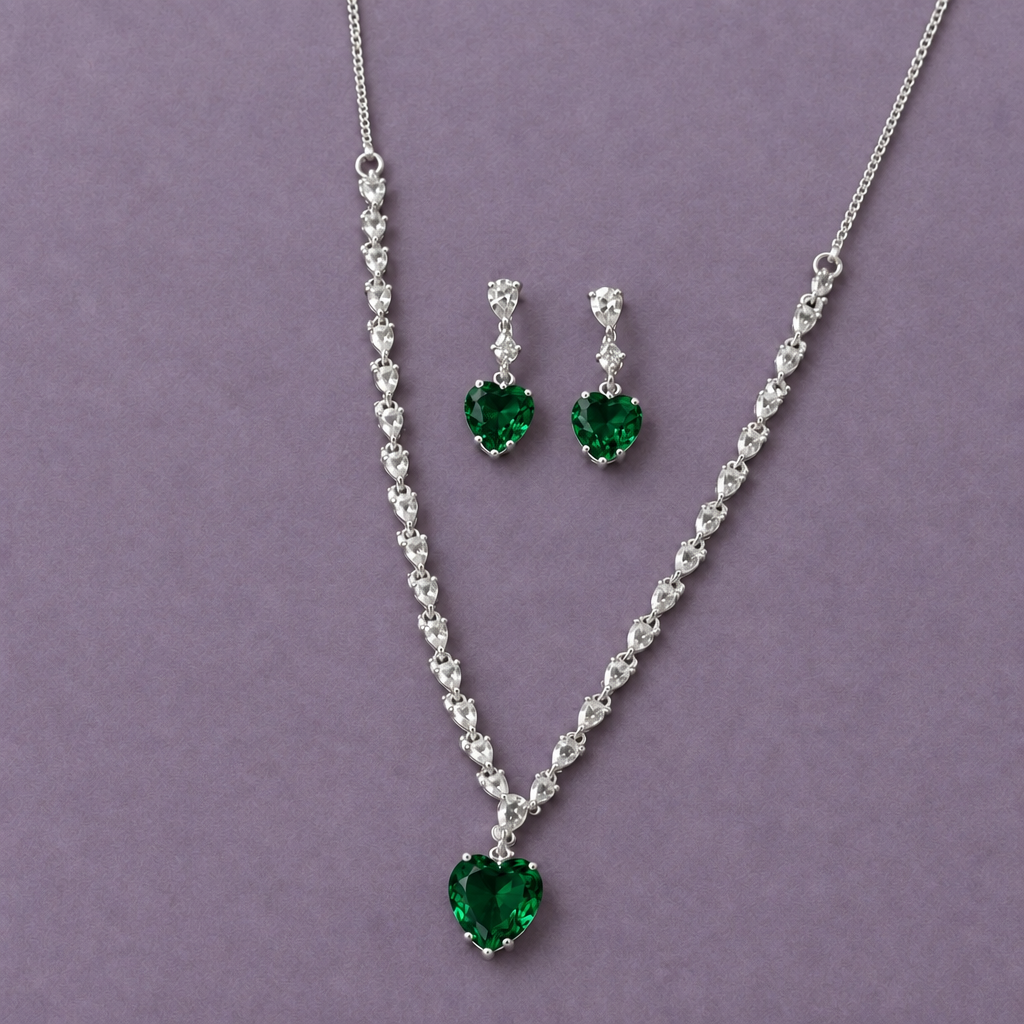 EMERALD ZEST AMERICAN DIAMOND JEWELLERY SET